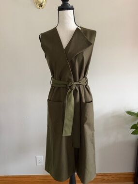 COS Olive Sleeveless Dress with Tie Belt